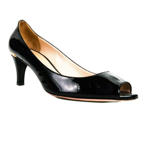 Prada Shoes - Prada Patent Peep Toe Heels, Size 39.5